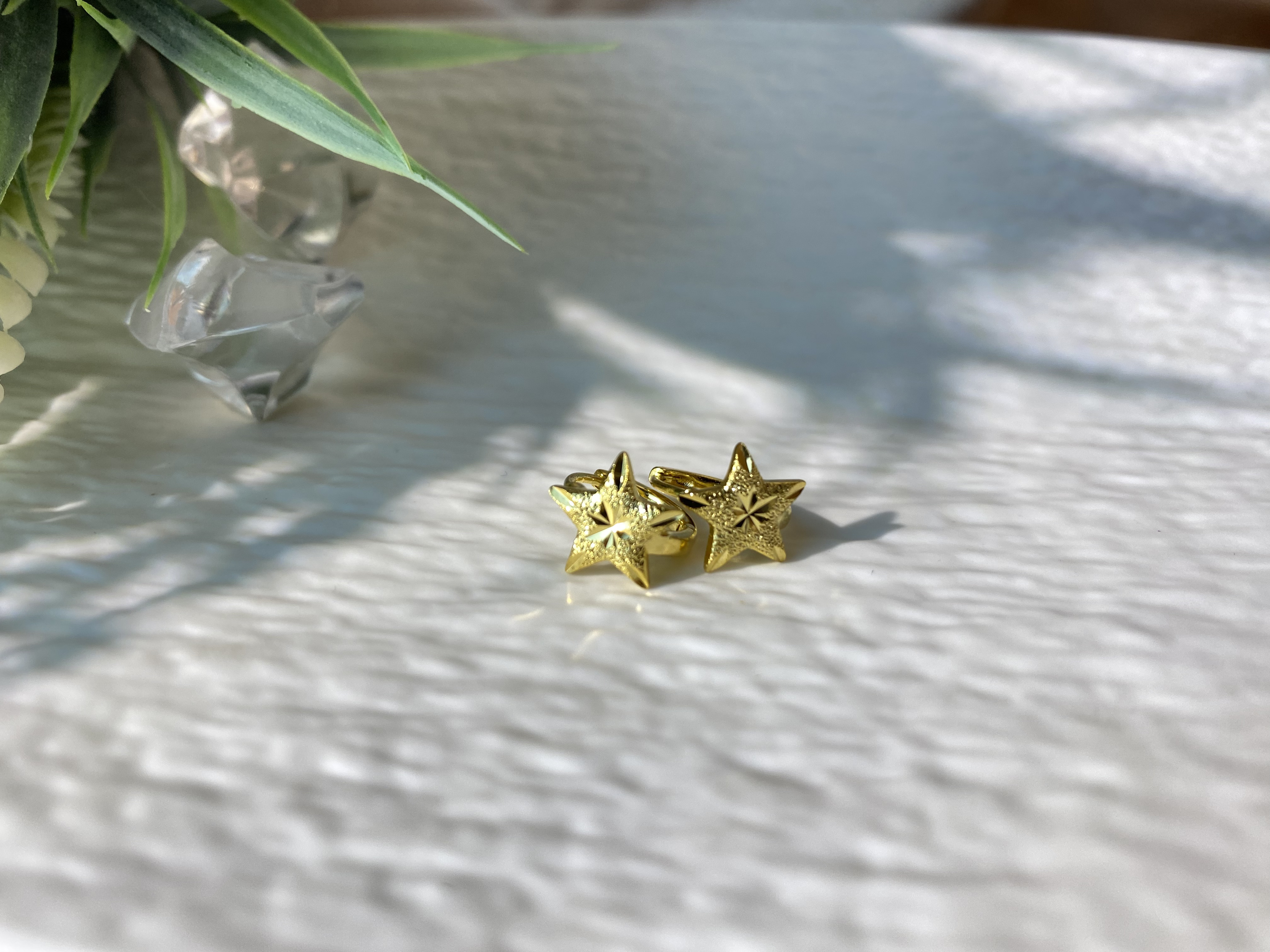 14k gold plated star hoop earrings, gold hoop earring, minimalist earrings, dainty earrings