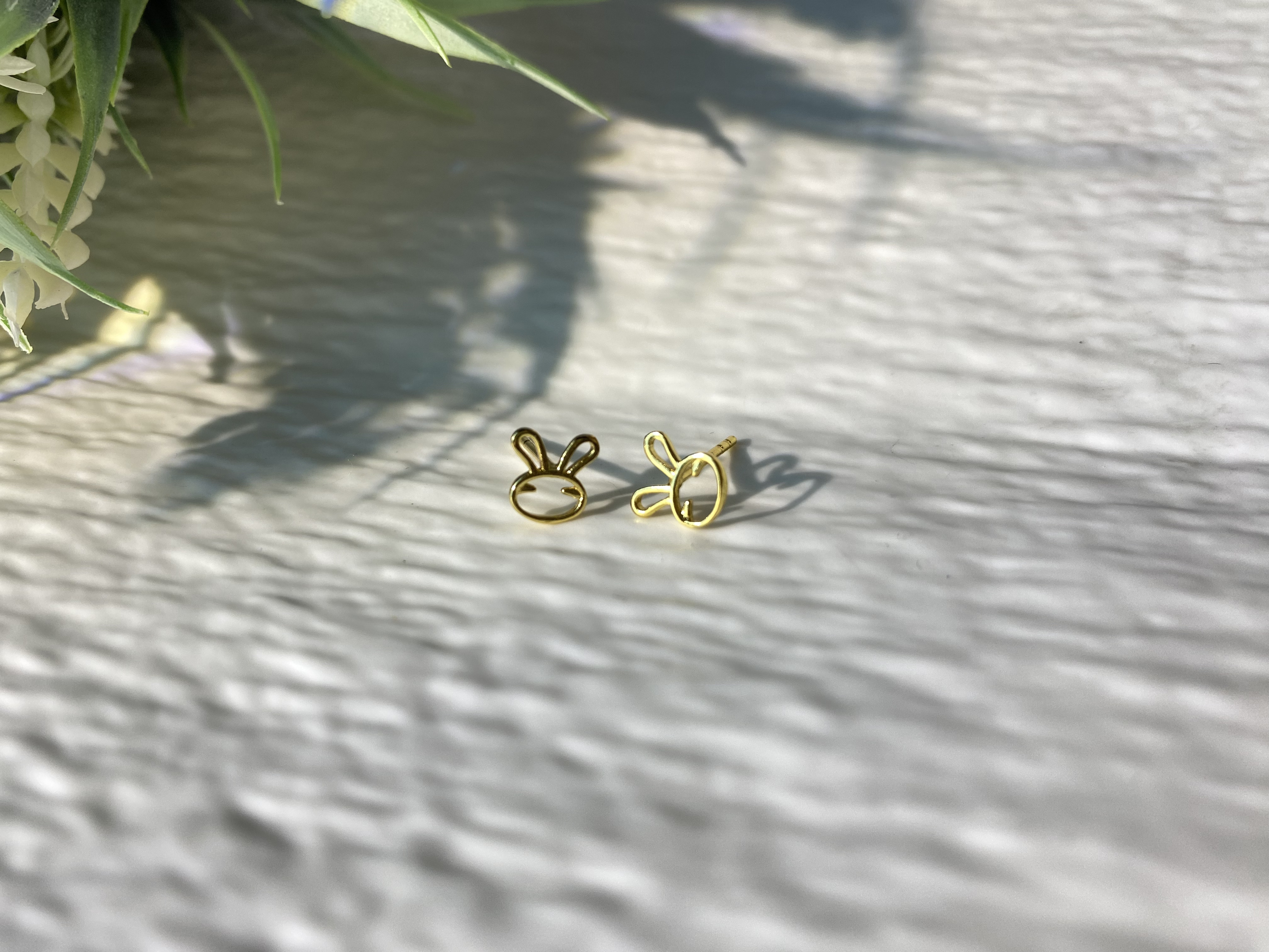 14k gold plated bunny stud earrings, cute stud earrings, minimal style